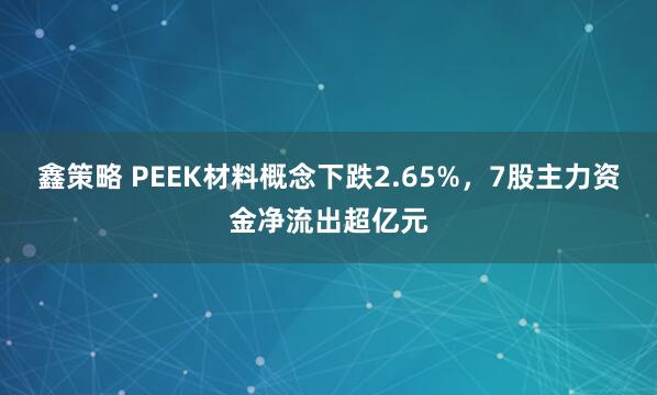 鑫策略 PEEK材料概念下跌2.65%，7股主力资金净流出超亿元