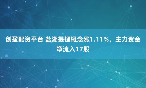 创盈配资平台 盐湖提锂概念涨1.11%，主力资金净流入17股