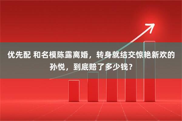 优先配 和名模陈露离婚，转身就结交惊艳新欢的孙悦，到底赔了多少钱？