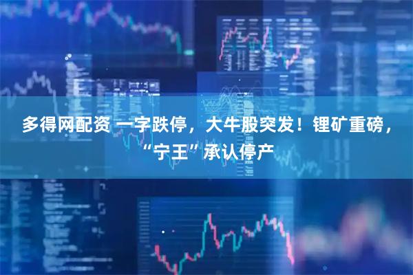 多得网配资 一字跌停，大牛股突发！锂矿重磅，“宁王”承认停产